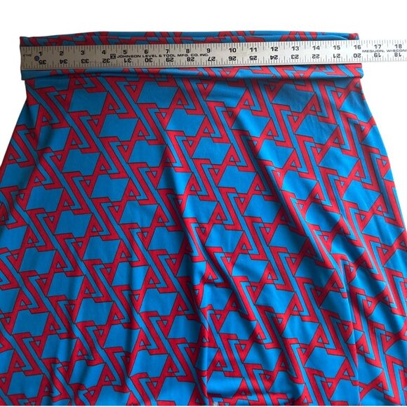 Lularoe Womens Blue & Red Geometric Print Elastic Waist Flared Stretch Skirt L - Picture 5 of 7